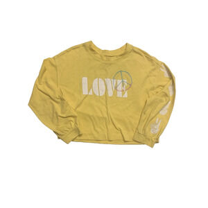 Girls Old Navy Size 8 M Yellow Love Peace Sign Long Sleeve Shirt